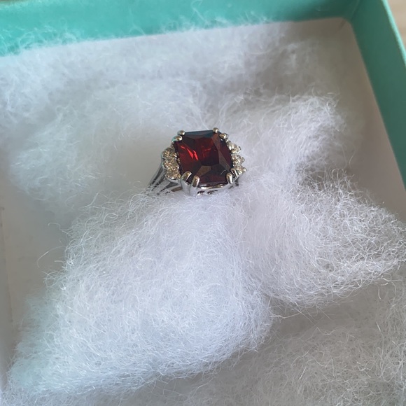 🪞 faceted garnet stone sterling silver 925 ring - Picture 8 of 10